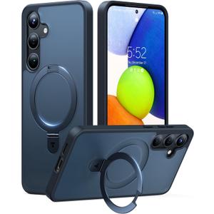 TORRAS Magnetic Ostand for Samsung Galaxy S24 Plus Case, [Military Grade Drop Tested][Compatible with MagSafe][Build in Kickstand] Shockproof Slim Protective for S24+ Case 6.7", Translucent Black