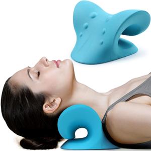P.Health Neck and Shoulder Relaxer, Cervical Traction Device for TMJ Pain Relief and Cervical Spine Alignment, Chiropractic Pillow Neck Stretcher (Blue)