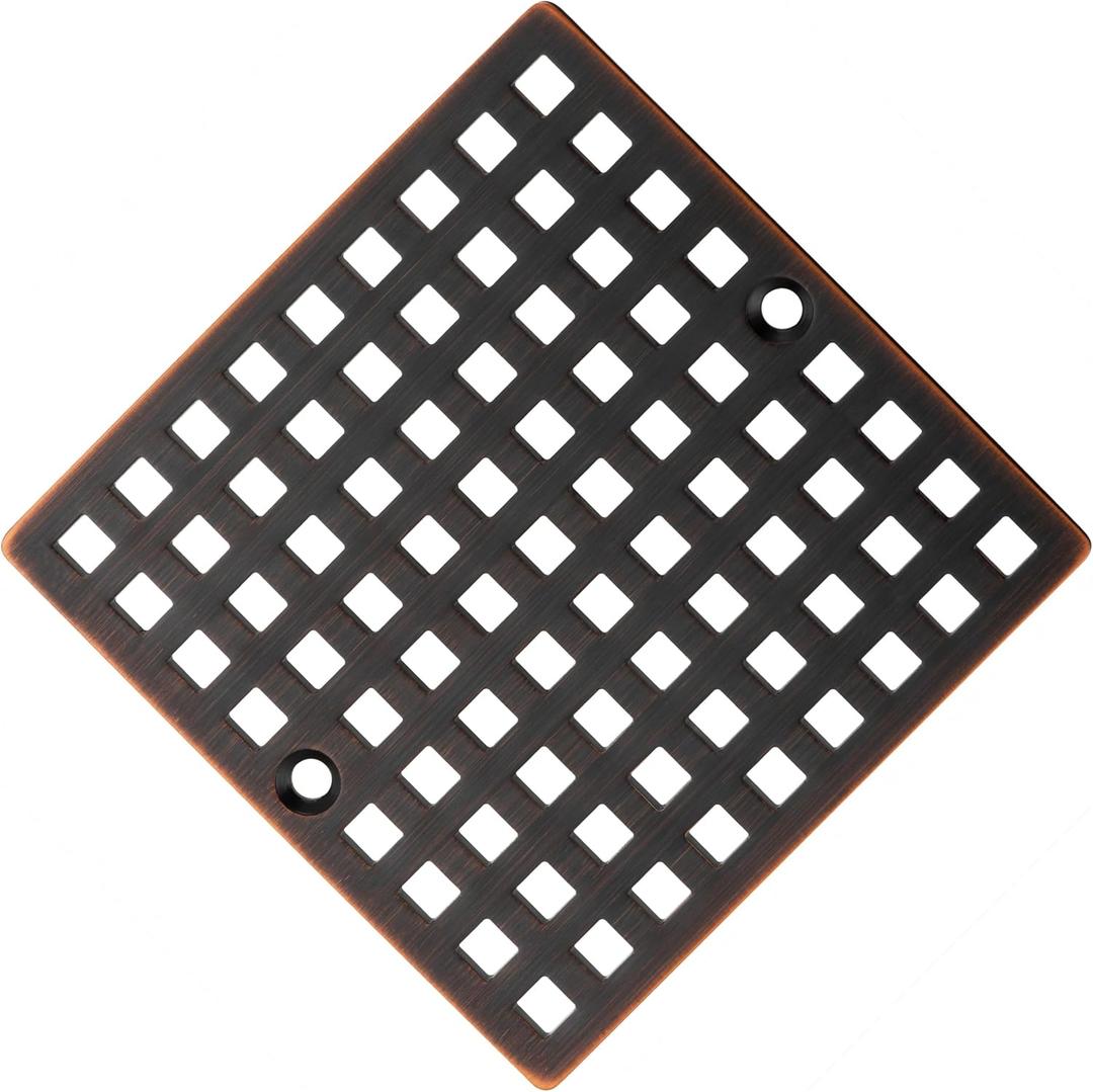 Square Shower Drain Cover, 4 Inch, SUS304 Stainless Steel, Hair Catcher Filter (Oil Rubbed Bronze)
