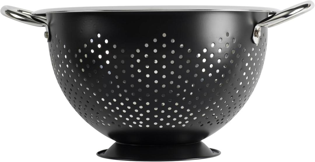 GoodCook Colander Premium Stainless Steel Construction with Handles and Elevated Pedestal Foot, 5-Quart, Black
