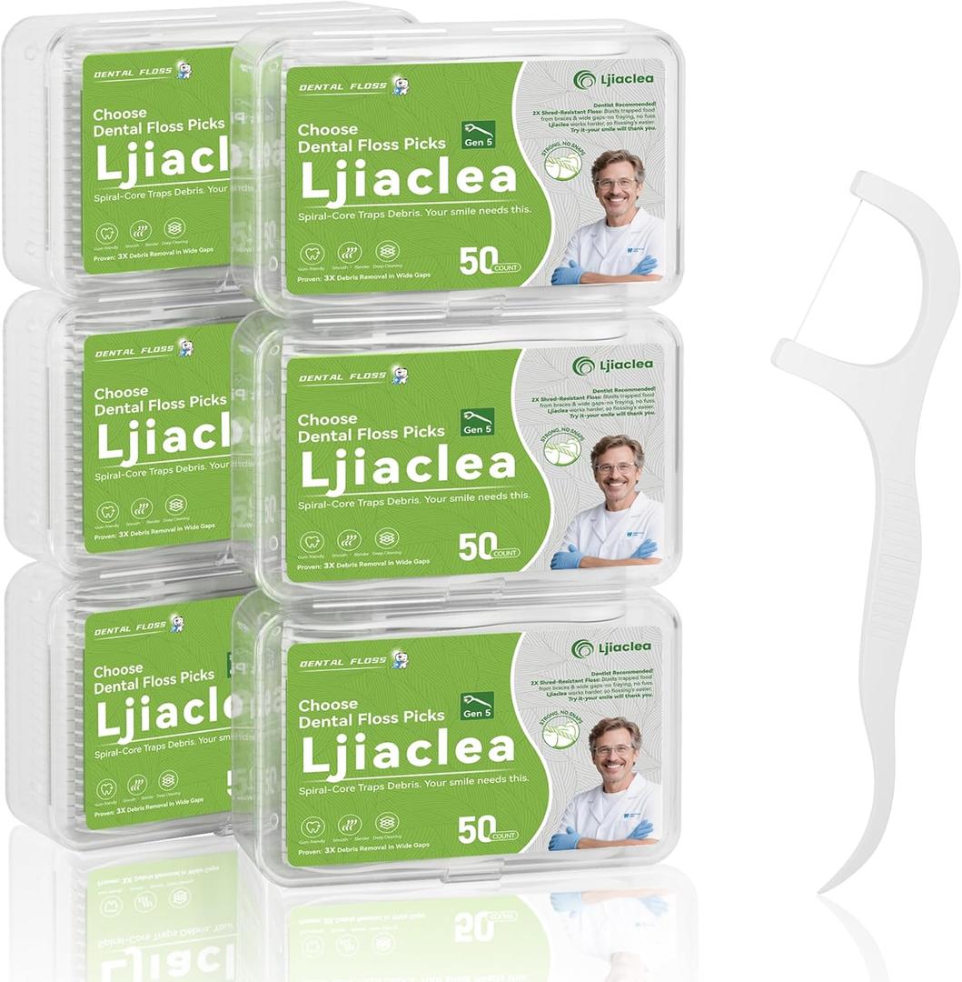 3 x Floss Picks 300 Count Dental Floss Sticks Gen 5 Bulk Tooth Picks Flossers with Travel Case Toothpicks for Family Restaurant Adults Teeth Cleaning