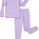 PATPAT Toddler Girls Pajama Sets Ages 2-12 Years - Snug Fit Long Sleeve Shirring Sleepwear, Soft Breathable Kids PJs (Purple)