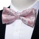 DiBanGu Pre-Tied Bow Ties for Men Silk Adjustable Tuxedo Bowties Pocket Square Cufflinks Set with Lapel Pin Jacquard Woven (Pink)