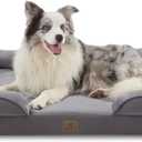 Bedfolks Orthopedic Dog Bed, Big Waterproof Dog Sofa Bed for Large Dogs, Egg Foam Pet Couch Bed with Removable Washable Cover and Nonslip Bottom, Dark Grey