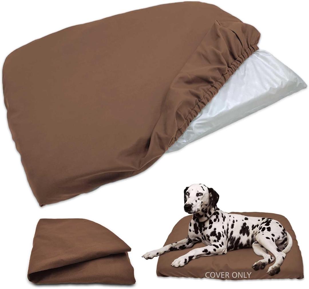 Dog Bed Cover Waterproof Replacement Machine Washable Covers for 54x44 Inch Dog Bed Heavy Duty Scratch Resistant Mattress Protector Pet Bed Cover Only Brown (Chocolate)