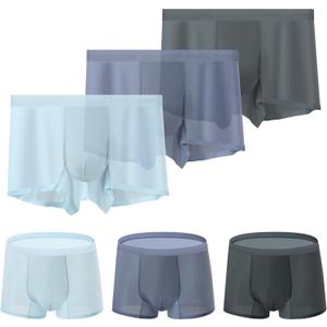 Mens Underwear Boxer Briefs 3-Pack Ice Silk Viscose Comfortable Soft Seamless Trunks Underwear, Size M
