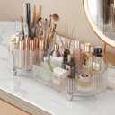 Booklov Rotating Makeup Organizer for Vanity, Large Capacity Cosmetic Display Case, Clear Acrylic Countertop Beauty Storage Holder for Skincare, Brush Eyeshadow Lipstick, Counter Desk, Crystal Clear
