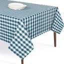 Gingham Buffalo Check 52"x70" Tablecloth 100% Cotton Washable Rustic Rectangle Table Cover Decorative for Gifts, Dining, BBQ, Buffet Parties & Camping - Teal