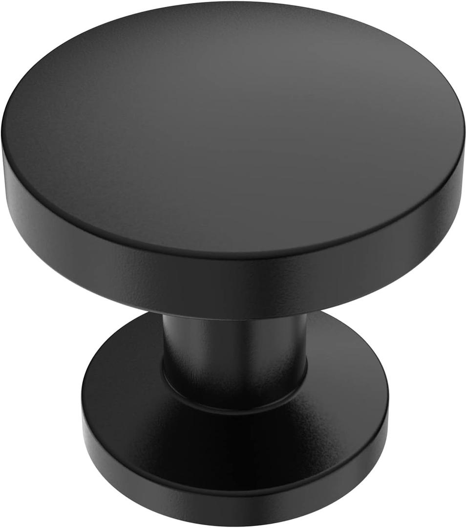 9BUILD 10 Pack 1.2 Inch Round Matte Black Drawer Knobs for Cabinets & Dressers