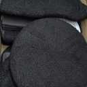 ZOLANOful Round Boucle Storage Ottoman, Sherpa Teddy Fabric Ottoman Footstool with Reversible Tray Lid, Folding Footrest with Storage for Living Room, Bedroom, Dorm, Black, 14.6" x 14.6" x 17.7"