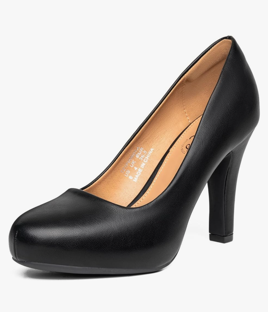 Trary Women's Heels for Women, Black Heels White Heels Brown Heels Nude Heels, Low Platform Heels, IN3.2 High Heel Closed Round Toe Pumps Dress Office Wedding Shoes for Women Size 9