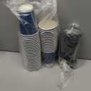 Lamosi 12 OZ Disposable Coffee Cups with Lids 50 Pack, Hot Paper Insulated Corrugated Ripple Wall Cup for To Go Drinks and Beverages (Blue)