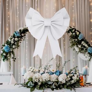 Leinuosen Large Whiter Bow Party Decorations Big Twist Tie Bows Giant 30 Inch Coquette Birthday Decorations Wreath Wall Hanging Tree Topper Decor for Home Bachelorette Wedding Bridal Shower