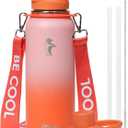 Coolflask Insulated Water Bottle with Straw, 40 oz Metal Water Flask with Straw & Spout Lids, Stainless Steel Double Wall Vacuum, Keep Cold 48h Hot 24h, Leak Proof & Non-BPA, Sunny Orange