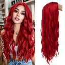 Baruisi Red Wig Long Wavy Middle Part Red Wigs for Women Natural Synthetic Replacement Hair