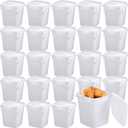 Mifoci 24 Pack 2 Qt/67 Oz Plastic Buckets with Lids & Handles, Ice Cream Container, Food Grade, Freezer Safe, Sealable Square Reusable Storage Bucket, All Purpose Pails for Paint, Art Crafts Projects