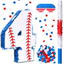 HyDren Baseball Piñata Baseball Party Decorations Number Piñata with Bat, Blindfold and Confetti, 16 Inch Sports Themed Birthday Party Supplies for Celebration Events(Number 4)