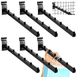 6 Pack 6 Ball Waterfall for Grid Wall, 15.8 Inch Waterfall Hooks, Black Gridwall Hooks, Heavy Duty Grid Panel Pegs for Clothing Retail Shirt, Grid Wall Accessories