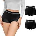 DEANGELMON Womens Modal Boxer Briefs Underwear Soft Stretch Boy Shorts Panties for Women Full Coverage (Small, Black-2 Pack)