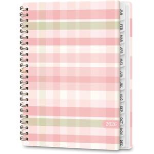 2026 Planner, Weekly and Monthly Calendar Planner Book, Jan 2026 - Dec 2026, Planning Agenda for Desk Accessories and School Supplies - A5 (6.3'' x 8.5'') (Pink-Green Plaid)