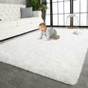 TWINNIS Super Soft Shaggy Rugs Fluffy Carpets 10x14 Feet, Indoor Modern Plush Area Rugs for Living Room Bedroom Kids Room Nursery Home Decor, Upgrade Anti-Skid Fuzzy Rug, Cream White