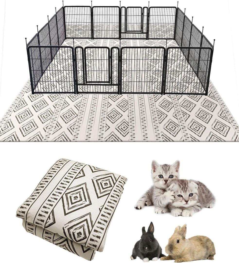 BNOSDM 91" X 63" Washable Bunny Cage Liners Large Rug for Rabbits Large Non Slip Pad for Bunnies Resuable Rabbit Liner for Chinchillas Cats
