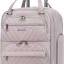 KROSER Carry On Underseat Multi-functional, 16-inch Underseater Lightweight Overnight Suitcase for Women, Dusty Pink