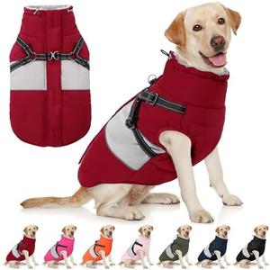 AOFITEE Dog Coat Warm Dog Winter Coat, Waterproof Dogs Jacket with Harness, Dogs Snow Jacket Snowsuit with Zipper & Furry Collar, Reflective Windproof Pet Sweater for Cold Weather, French Bulldog, L AOFITEE Dog Coat Warm Dog Winter Coat, Waterproof Dogs Jacket with Harness, Dogs Snow Jacket Snowsuit with Zipper & Furry Collar, Reflective Windproof Pet Sweater for Cold Weather, French Bulldog, L