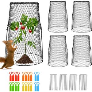 5 Pcs 17.7" Tall Garden Cloches for Plants, 5.9" Long Legs Ground Stakes Plant Cages Stackable Storage, Rustproof Plants Chicken Wire Cloche Plant Protectors from Animals for Squirrels, Rabbits, Deers