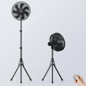 12 Portable Fan 16000mAh Battery Operated Rechargeable, Auto-Oscillating Pedestal Stand Fan, Adjustable Height, Remote Control, 4 Seeds, Timer, Cordless for Travel Camping Bedroom