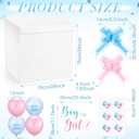 Kolldenn 28 Inches Jumbo Gender Reveal Gift Box with Lid Kit, Extra Large White Gift Box with Boy or Girl Balloon, Stickers and Giant Pull Bows for Gender Reveal Birthday Party Decor Baby Shower, 20 count