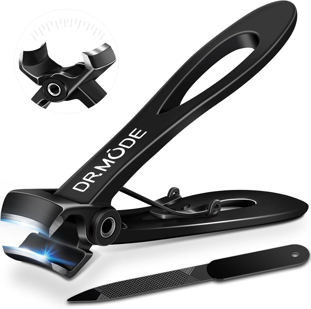 DRMODE Nail Clippers for Men Thick Nails, Heavy Duty Toenail Clippers for Seniors Thick Toenails with 16MM Wide Jaw, Sharp Stainless Steel Large Finger Nail Clippers Adult Cutter Trimmer with File