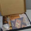 Kikcoin Wood Cutting Boards for Kitchen, 3 PCS Wooden Cutting Board Set with Holder, Chopping Board with Built-In Compartments and Juice Groove, Solid Charcuterie Board Serving Tray Wood Butcher Block