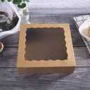 ONE MORE [15pcs] 12inch Kraft Bakery Boxes, 12x12x2.5inch Large Pie Boxes with PVC Window Natural Disposable Box for Cookie,Pack of 15 (Brown, 15)