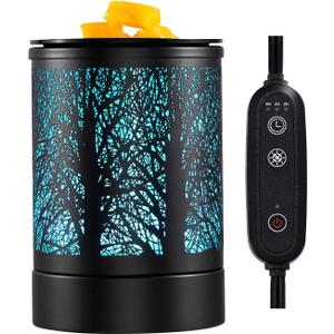 Enaroma Fragrance Wax Melts Warmer with 7 Colors LED Changing Light Classic Black Forest Design Scent Oil Candle Warmer for Home Black Tree Timer