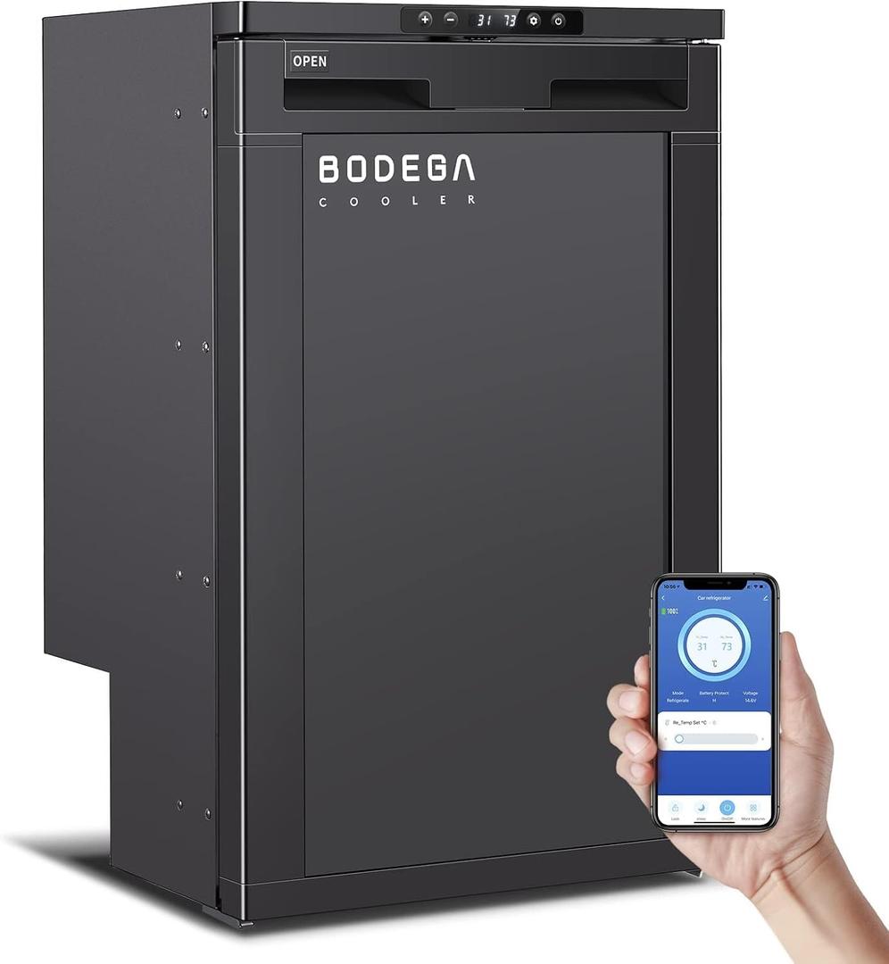 BODEGA BODEGACOOLER 12 Volt Refrigerator, 83L RV Fridge with APP Control & Lock, Dual Zone Compressor Cooler (-4-46), 12/24V DC Portable Freezer for Truck, RV, Camping, Boat, Black