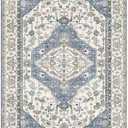 Washable 2x6 Area Rugs Non Slip 2x6 Rug Floor Carpet Distressed Printed Area Rug Soft Area Rug for Living Room Bedroom Dinning Room Kitchen Indoor (Light Blue, 2x6)
