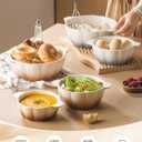 Large Soup Bowls Set of 4, Pumpkin Microwave Mixing Bowls with Handle, Ceramic Serving Bowls for Prepping, Pasta, Salad - Kitchen Cooking and Baking Supplies, Mothers Day Gift