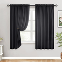 HOMEIDEAS Non-See-Through Light Grey Privacy Sheer Curtains, 52 X 63 Inches Long 2 Panels Sheer Curtains Light Filtering Window Drapes for Bedroom Living Room Black