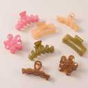 8PCS Hair Clips for Women, Flower Claw Clips for Thick Hair, Non-Slip Hair Accessories with Multi-Styles, Colorful Hair Claw Clips and Variety Pack, Ideal for Girls (8PCS(Jelly Grey/Jelly Green Jelly Pink/Jelly Brown))