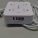 6 Ft Surge Protector Power Strip - 8 Widely Outlets with 4 USB Ports, 3 Side Outlet Extender with 6 Feet Extension Cord, Flat Plug, Wall Mount, Desk USB Charging Station, ETL,White