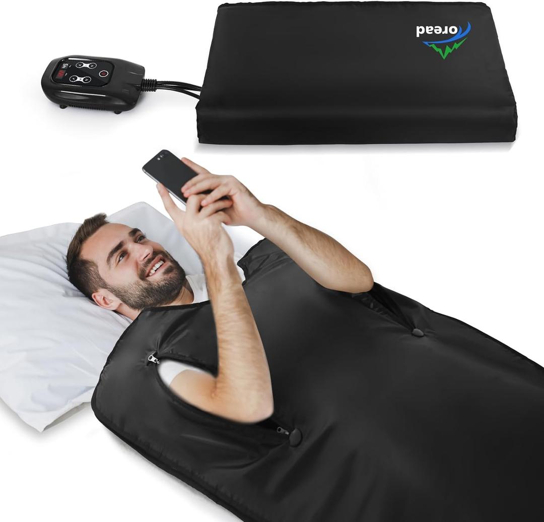 TOREAD Far Infrared Portable Sauna Blanket with Remote Control, Adjustable Temperature, Fast Sweating Sauna Bed Body Heating for Home Relaxation (Black)