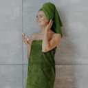 SmoothNovelty Set of 6 Extra Large Bath Towel 40 x 80 Inches Oversized Bath Sheet with 2 Shower Towels 2 Hand Towels 2 Washcloths for Adults Bathroom Spa Gym Quick Dry(Chevron Design,Olive Green)