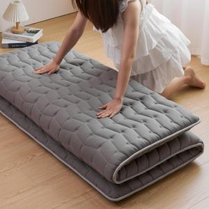 Vibe bear Premium Foam Japanese Futon Floor Mattress Queen Size 60"x 80",100% High Density Foam Comfortable Floor Mattress,3.5" Thicken Foldable Sleeping Pad,Dormitory Tatami Mat(Gray)