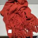 Throw Blanket for Couch Soft Knitted Textured Couch Cover Tweed Blanket with Fringe Tassel for Home Décor Bed Sofa Chair, 50" x 60", Christmas Red