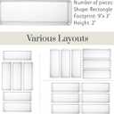 STORi SimpleSort 6-Piece Stackable Clear Drawer Organizer Set | 9" x 3" x 2" Rectangle Trays | Narrow Makeup Vanity Storage Bins and Office Desk Drawer Dividers | Made in USA