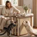 Couch Corner Cat Scratcher Side Table, Couch Protector from Cat Claws | Couch End Table with Sisal Scratching Posts & Panel, Heavy Duty Base, Sofa Corner Furniture Protector, Walnut Left, 27.7"L x 15.9"W x 24.2"H 