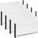 Drawer Dividers Organizer, 6 Pack, Adjustable 28-43 cm, White
Spring Tension Mount, Non-Slip Ends, Kitchen & Dresser Use, No Tools Needed, Expandable Design