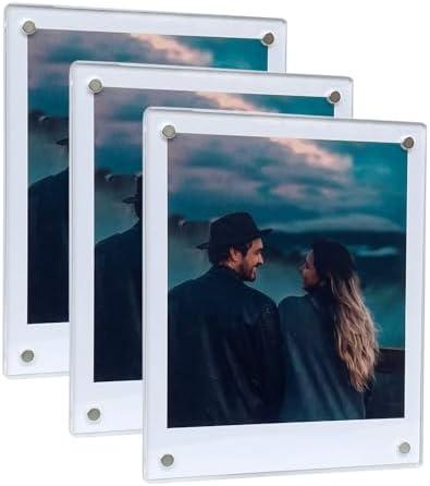 3.5x4.25” Magnetic Polaroid Picture Frame, Fridge Magnet Frame for Polaroid Now i-Type/600/SX-70/OneStep+/Instax Square Wide 300/200/210 Photo [3 Packs 6 Panels]