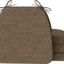 AAAAAcessories D-Shaped Chair Cushions, 2" Thick Dining Chair Pads with Ties and Removable, Machine-Washable Cover, 17" x 16", Set of 4, Taupe